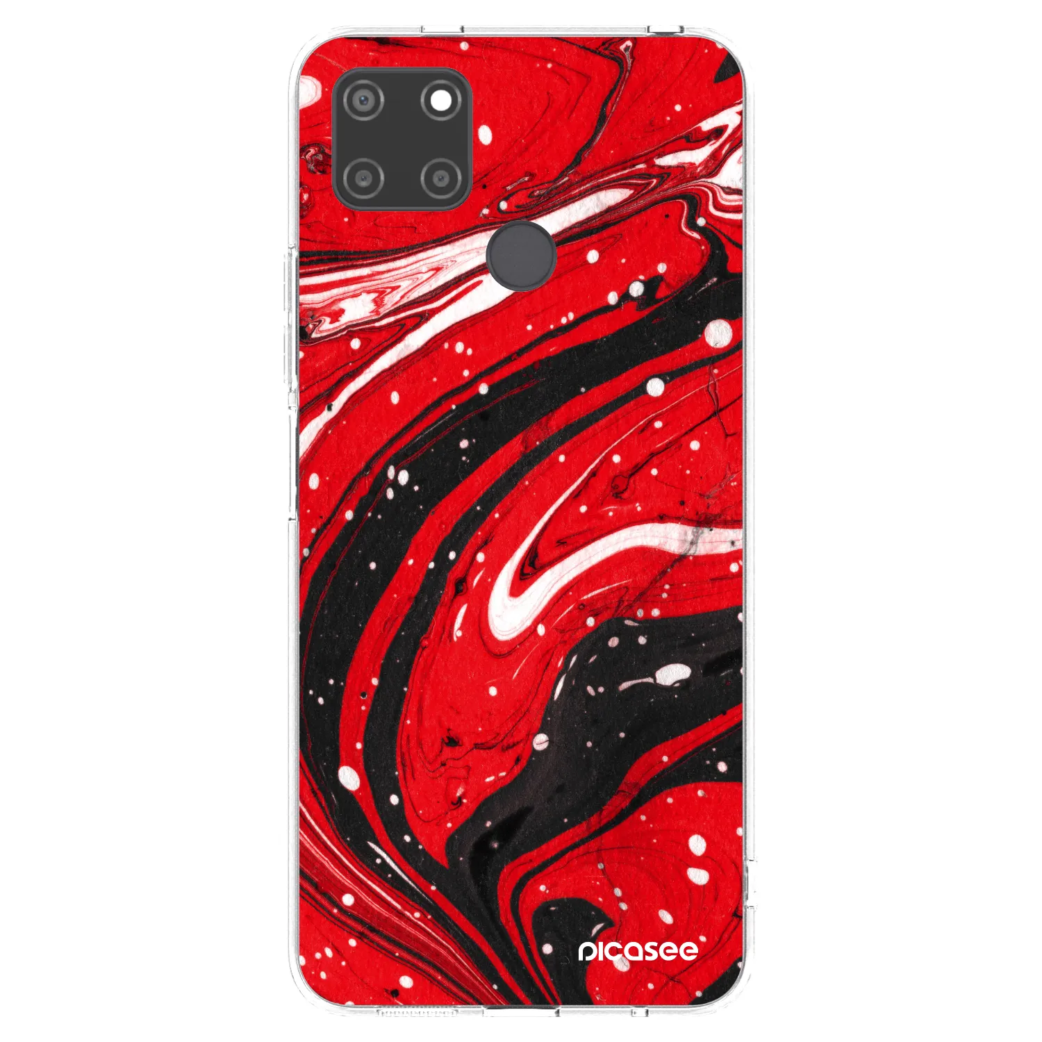 Picasee διαφανής θήκη σιλικόνης Realme C21Y - Red black