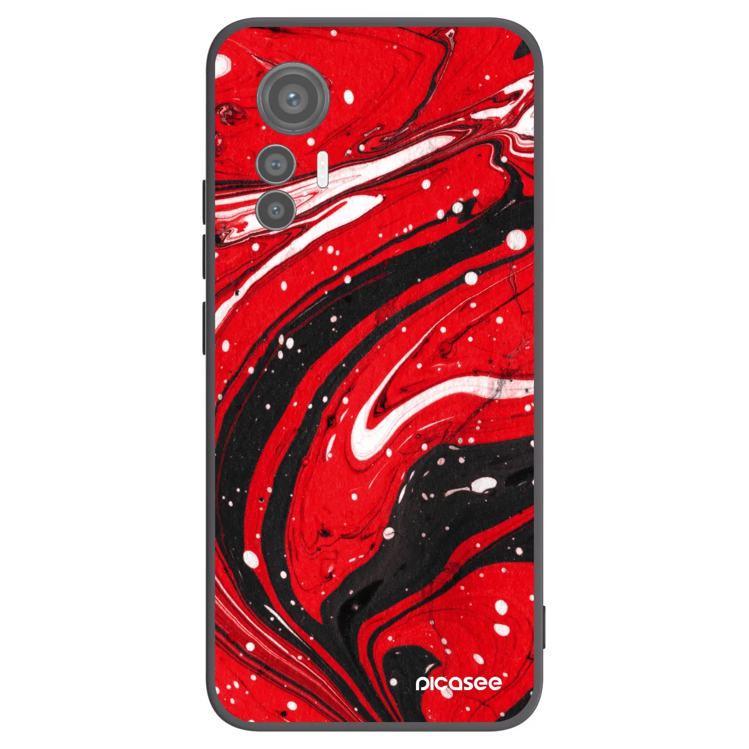 Picasee Μαύρη θήκη σιλικόνης για Xiaomi 12 Lite - Red black