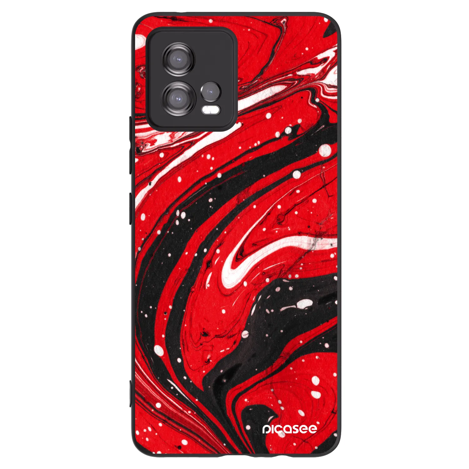 Picasee Μαύρη θήκη σιλικόνης για Motorola Moto G72 - Red black