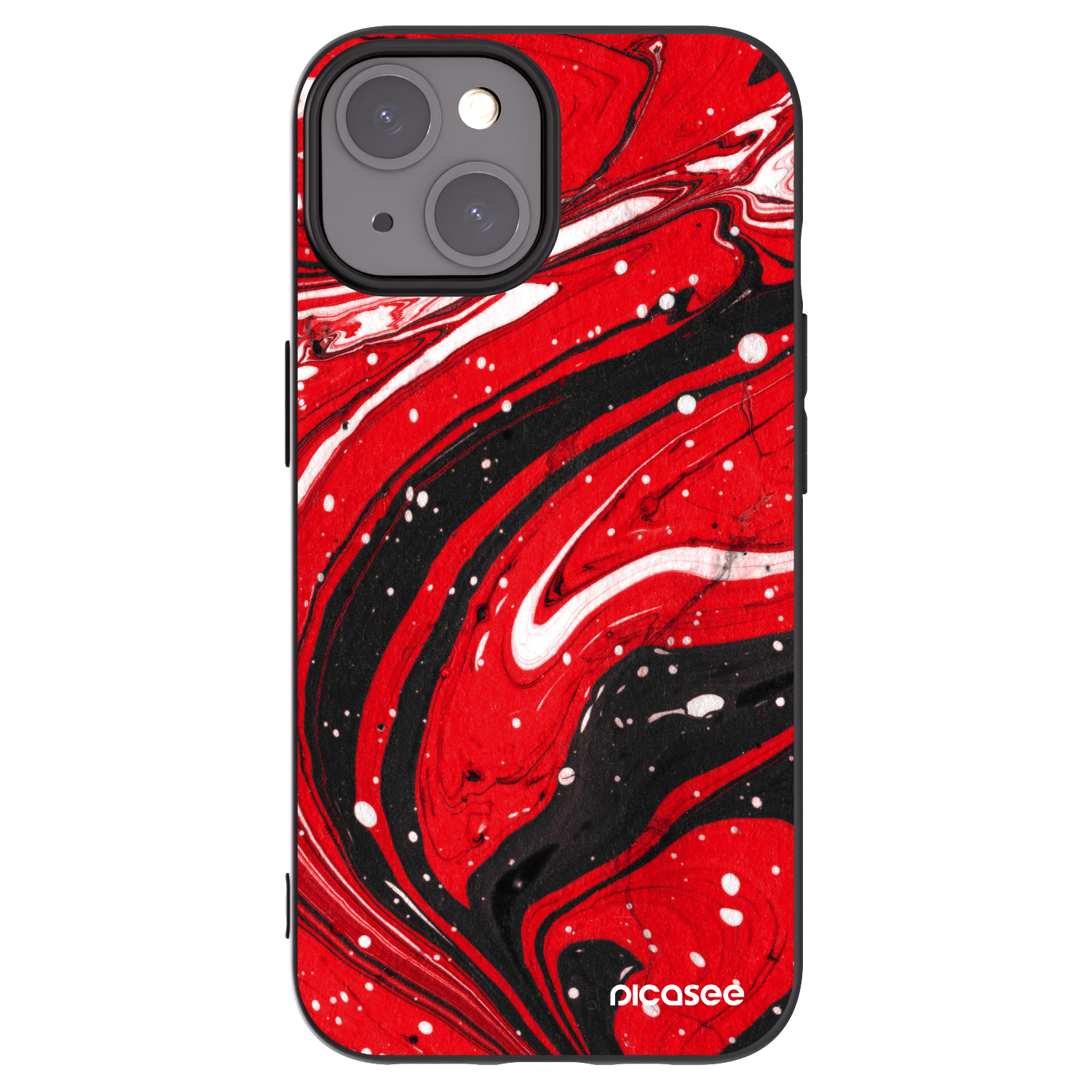 Picasee Μαύρη θήκη σιλικόνης για Apple iPhone 15 - Red black
