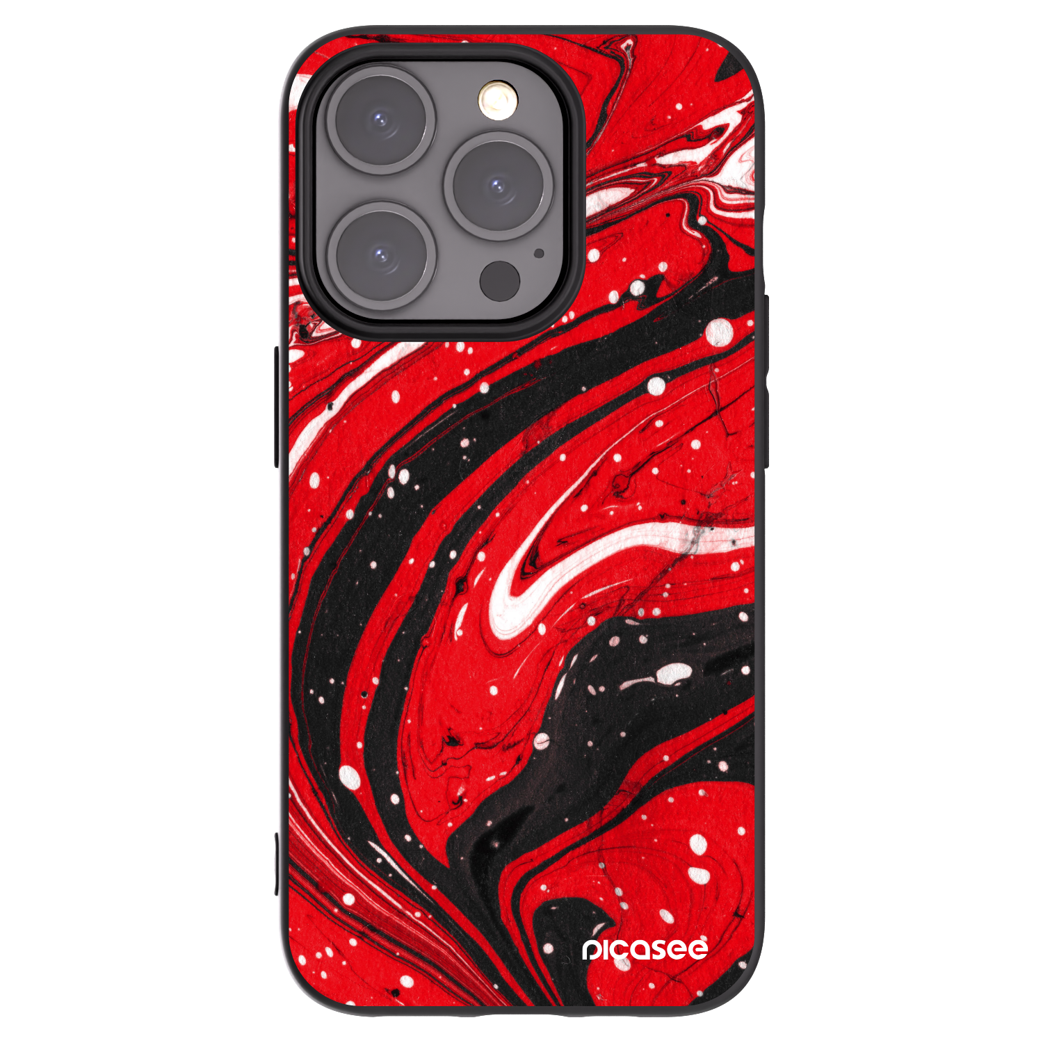 Picasee Μαύρη θήκη σιλικόνης για Apple iPhone 15 Pro - Red black