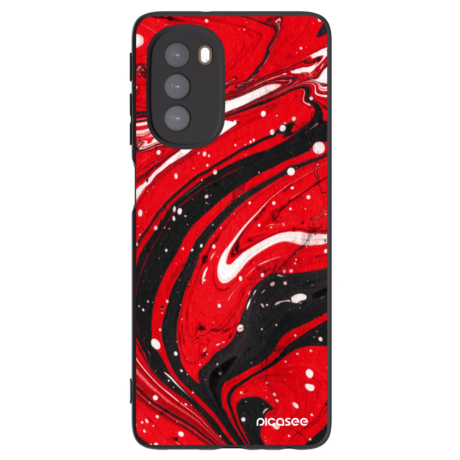Picasee Μαύρη θήκη σιλικόνης για Motorola Moto G51 - Red black