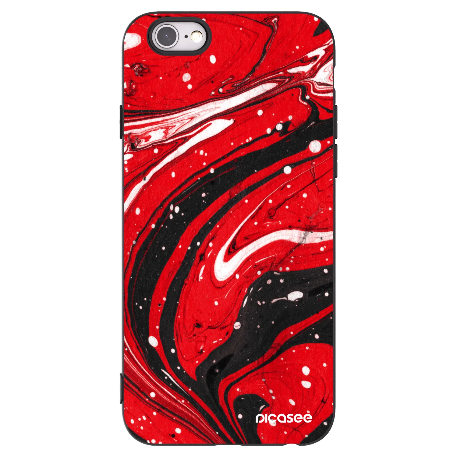 Picasee Μαύρη θήκη σιλικόνης για Apple iPhone 6/6S - Red black