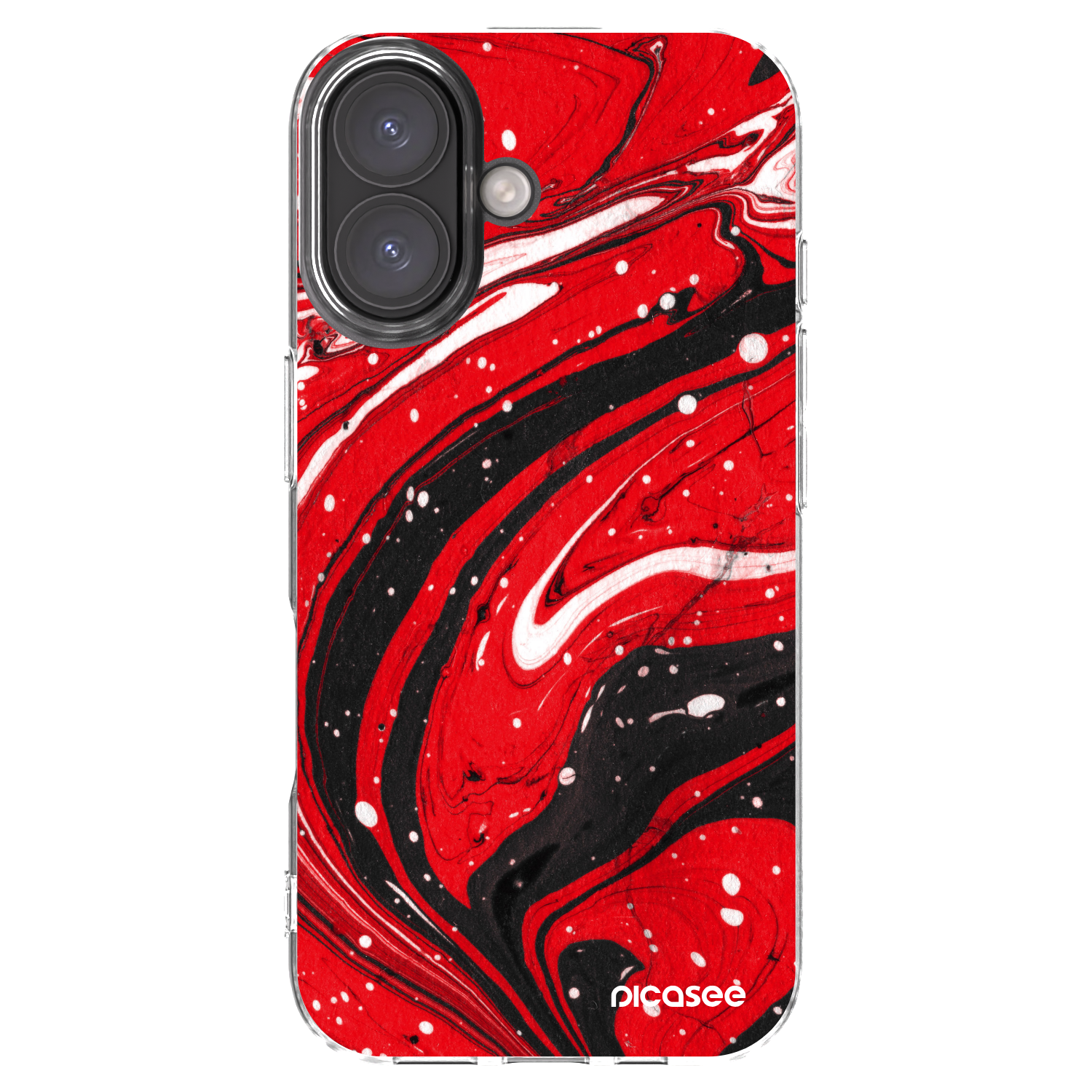 Picasee διαφανής θήκη σιλικόνης Apple iPhone 16 - Red black