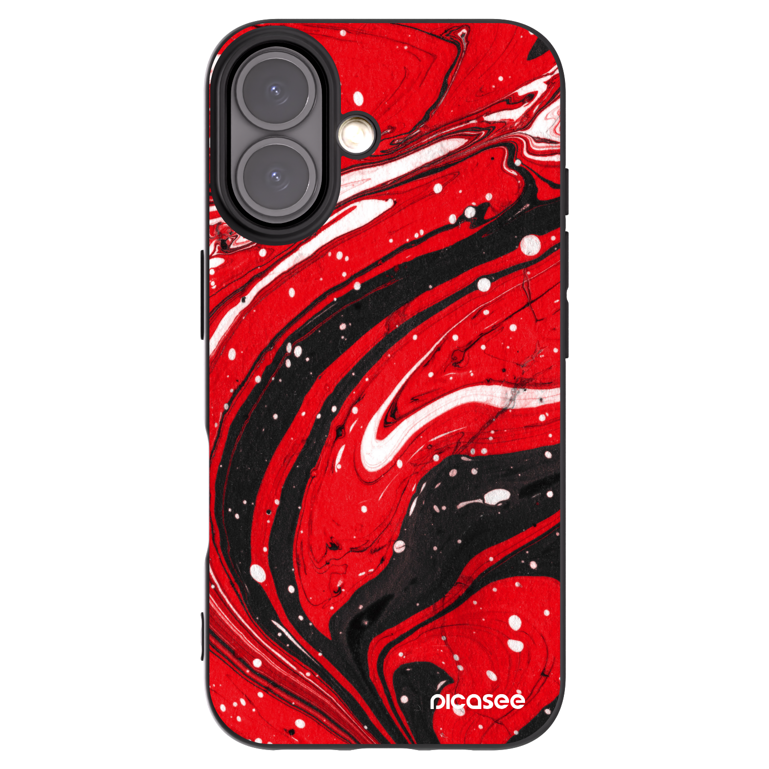 Picasee Μαύρη θήκη σιλικόνης για Apple iPhone 16 - Red black