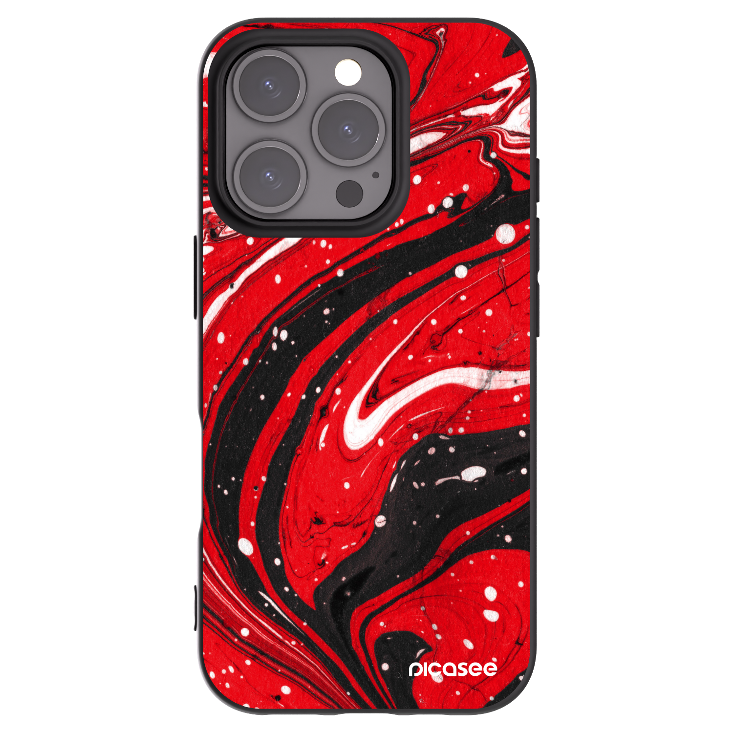 Picasee Μαύρη θήκη σιλικόνης για Apple iPhone 16 Pro - Red black