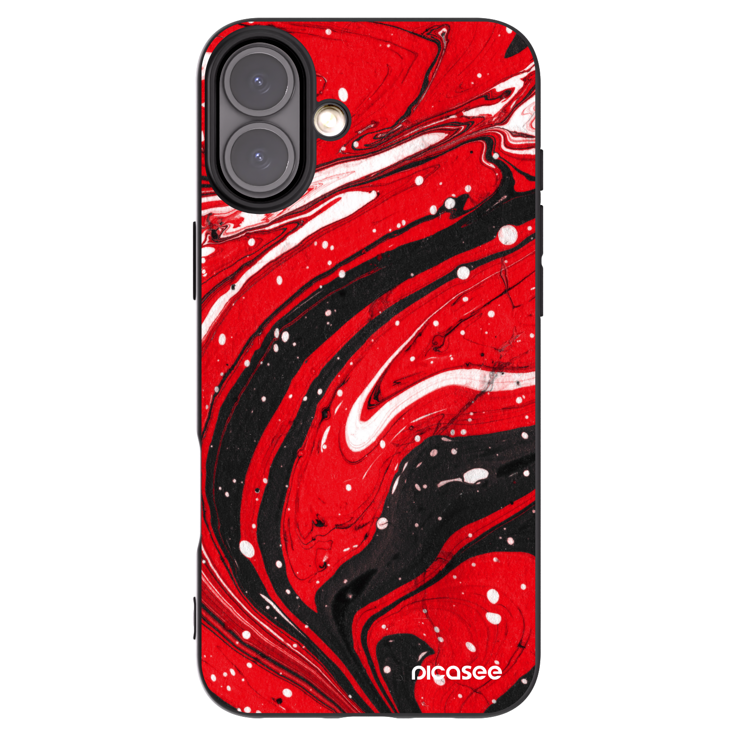 Picasee Μαύρη θήκη σιλικόνης για Apple iPhone 16 Plus - Red black