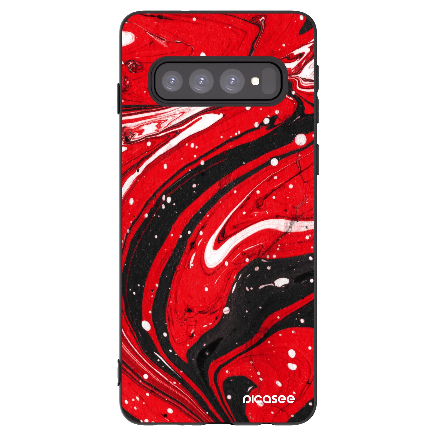 Picasee Μαύρη θήκη σιλικόνης για Samsung Galaxy S10 G973 - Red black