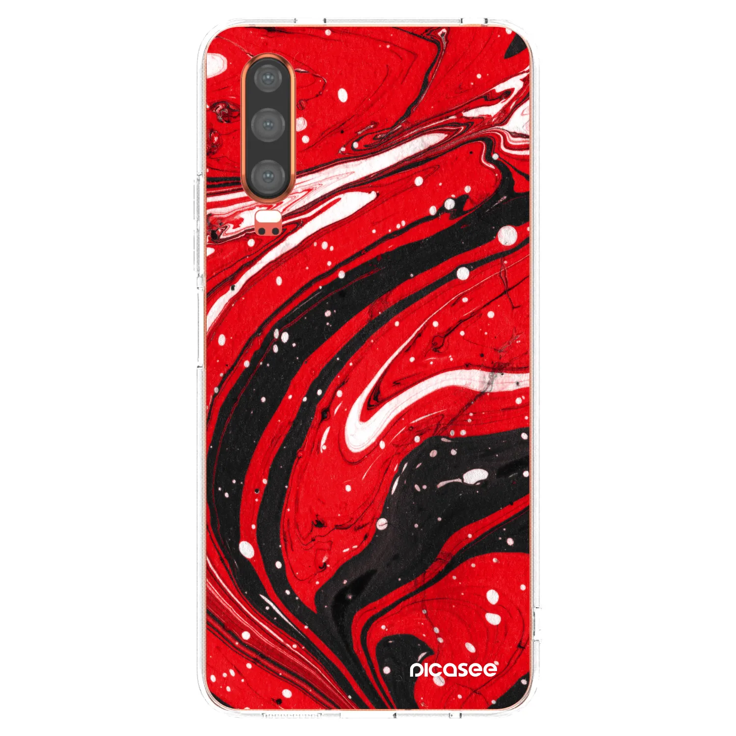Picasee διαφανής θήκη σιλικόνης Huawei P30 - Red black
