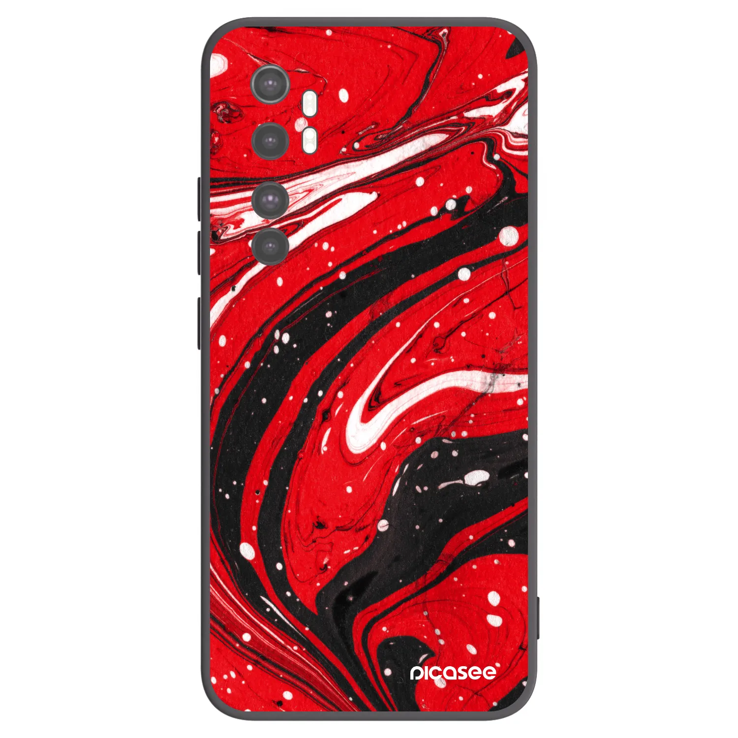 Picasee Μαύρη θήκη σιλικόνης για Xiaomi Mi Note 10 Lite - Red black