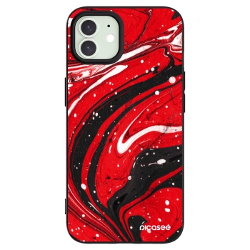 Picasee Μαύρη θήκη σιλικόνης για Apple iPhone 12 - Red black