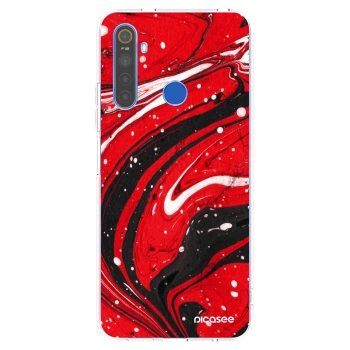 Picasee διαφανής θήκη σιλικόνης Realme 5 - Red black