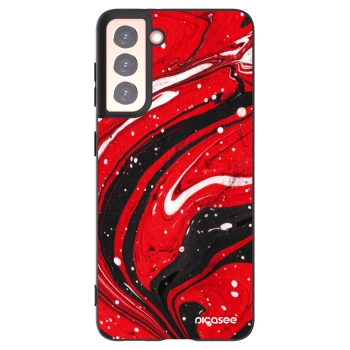 Picasee Μαύρη θήκη σιλικόνης για Samsung Galaxy S21 5G G991B - Red black