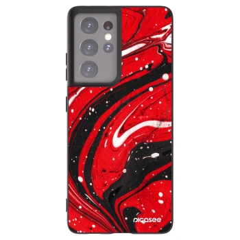 Picasee Μαύρη θήκη σιλικόνης για Samsung Galaxy S21 Ultra 5G G998B - Red black