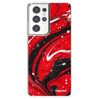 Picasee διαφανής θήκη σιλικόνης Samsung Galaxy S21 Ultra 5G G998B - Red black