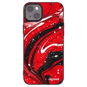 Picasee Μαύρη θήκη σιλικόνης για Apple iPhone 15 Plus - Red black
