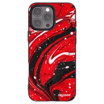 Picasee Μαύρη θήκη σιλικόνης για Apple iPhone 16 Pro Max - Red black