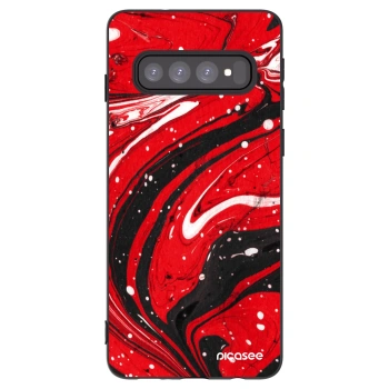 Picasee Μαύρη θήκη σιλικόνης για Samsung Galaxy S10 G973 - Red black