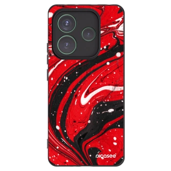 Picasee Μαύρη θήκη σιλικόνης για Xiaomi Redmi Note 14 5G - Red black