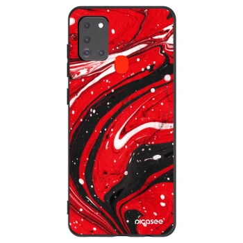 Picasee Μαύρη θήκη σιλικόνης για Samsung Galaxy A21s - Red black