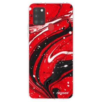Picasee διαφανής θήκη σιλικόνης Samsung Galaxy A21s - Red black