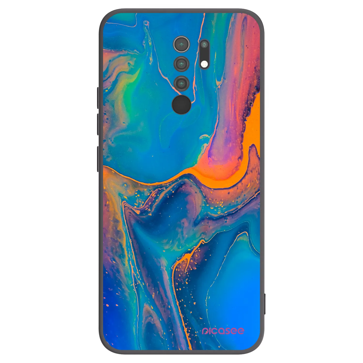 Picasee Μαύρη θήκη σιλικόνης για Xiaomi Redmi 9 - Rainbow
