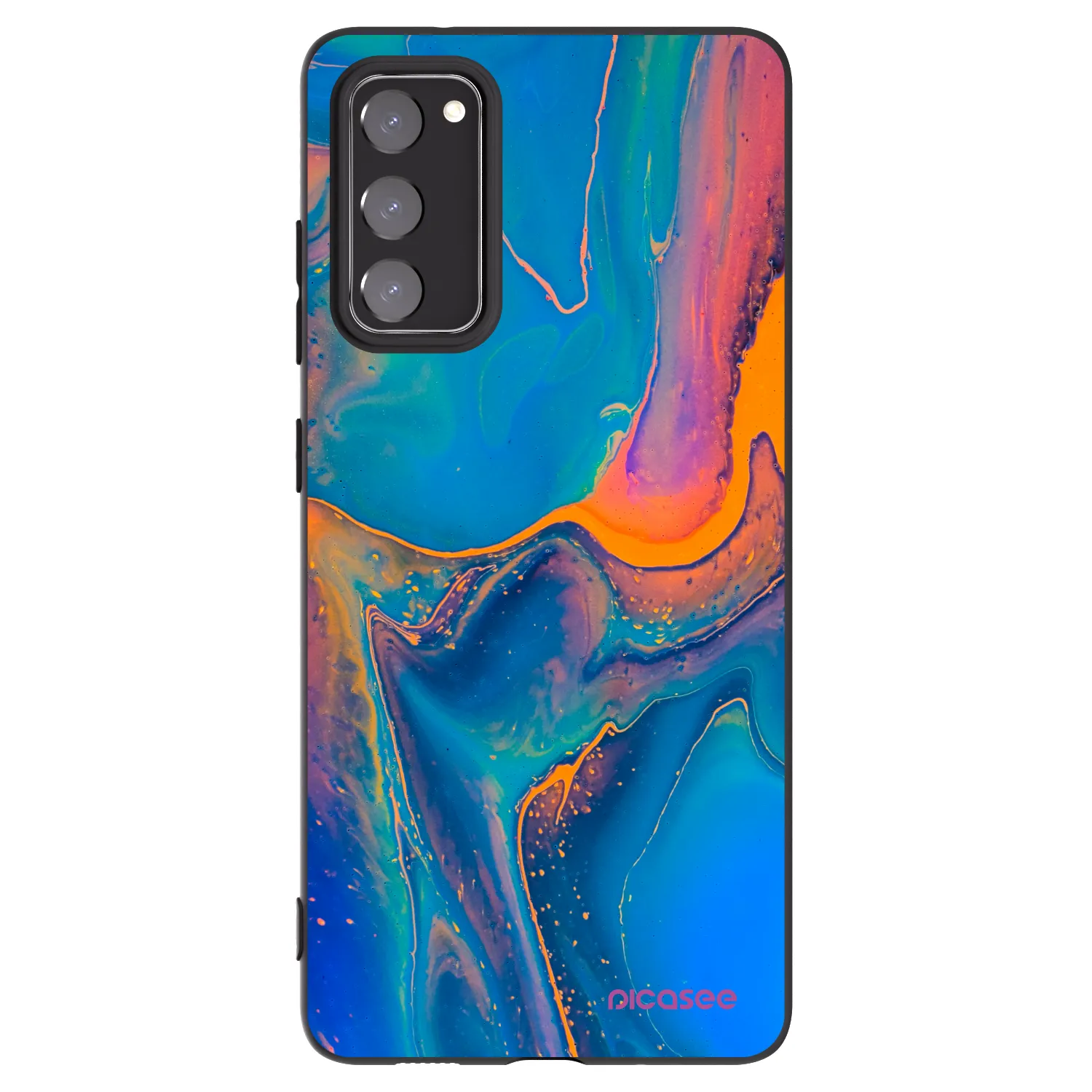 Picasee Μαύρη θήκη σιλικόνης για Samsung Galaxy S20 FE - Rainbow