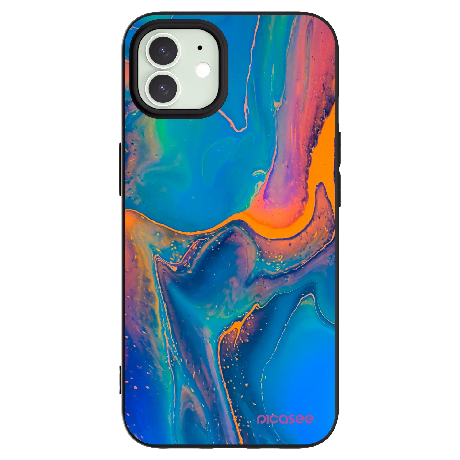 Picasee Μαύρη θήκη σιλικόνης για Apple iPhone 12 Pro - Rainbow