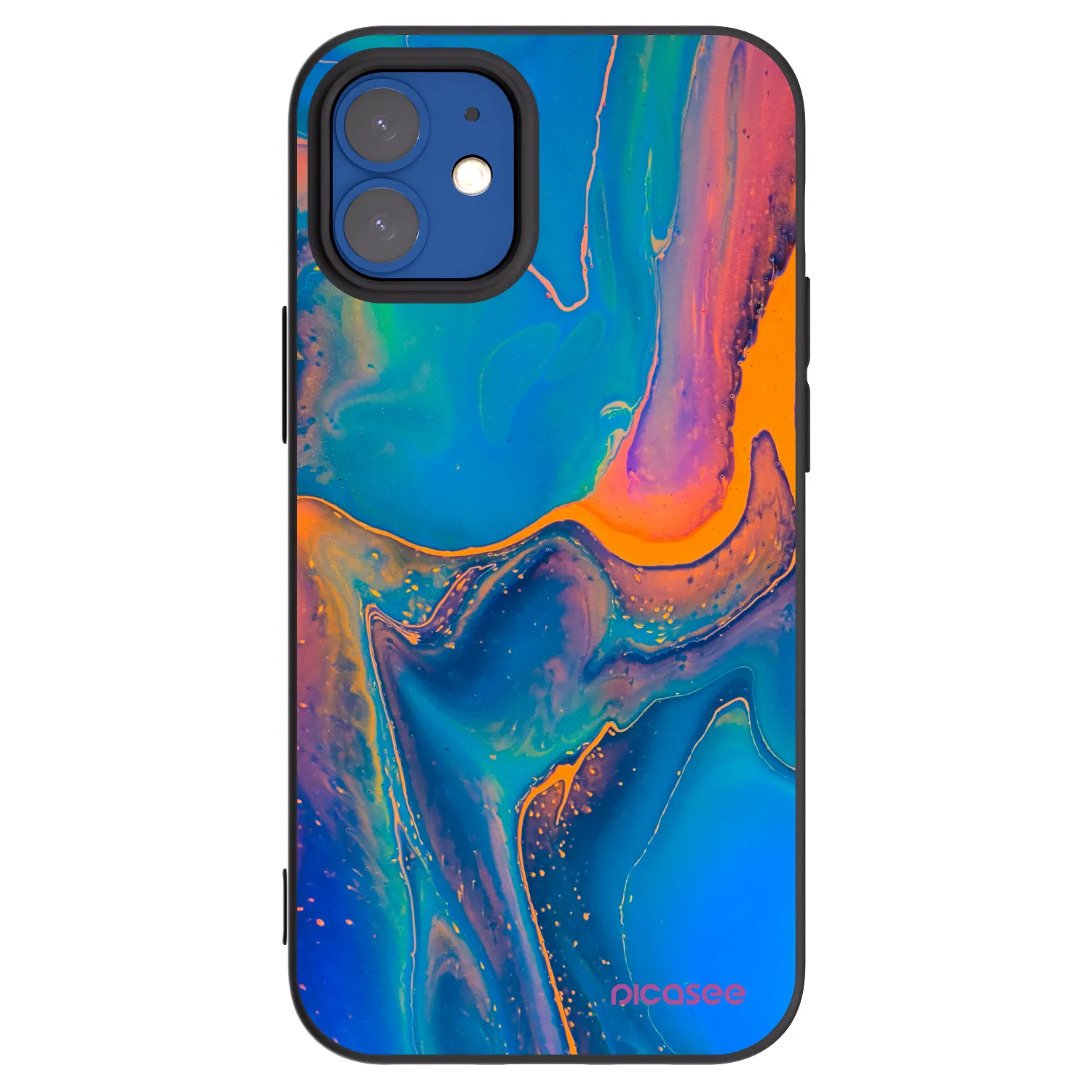 Picasee Μαύρη θήκη σιλικόνης για Apple iPhone 12 mini - Rainbow