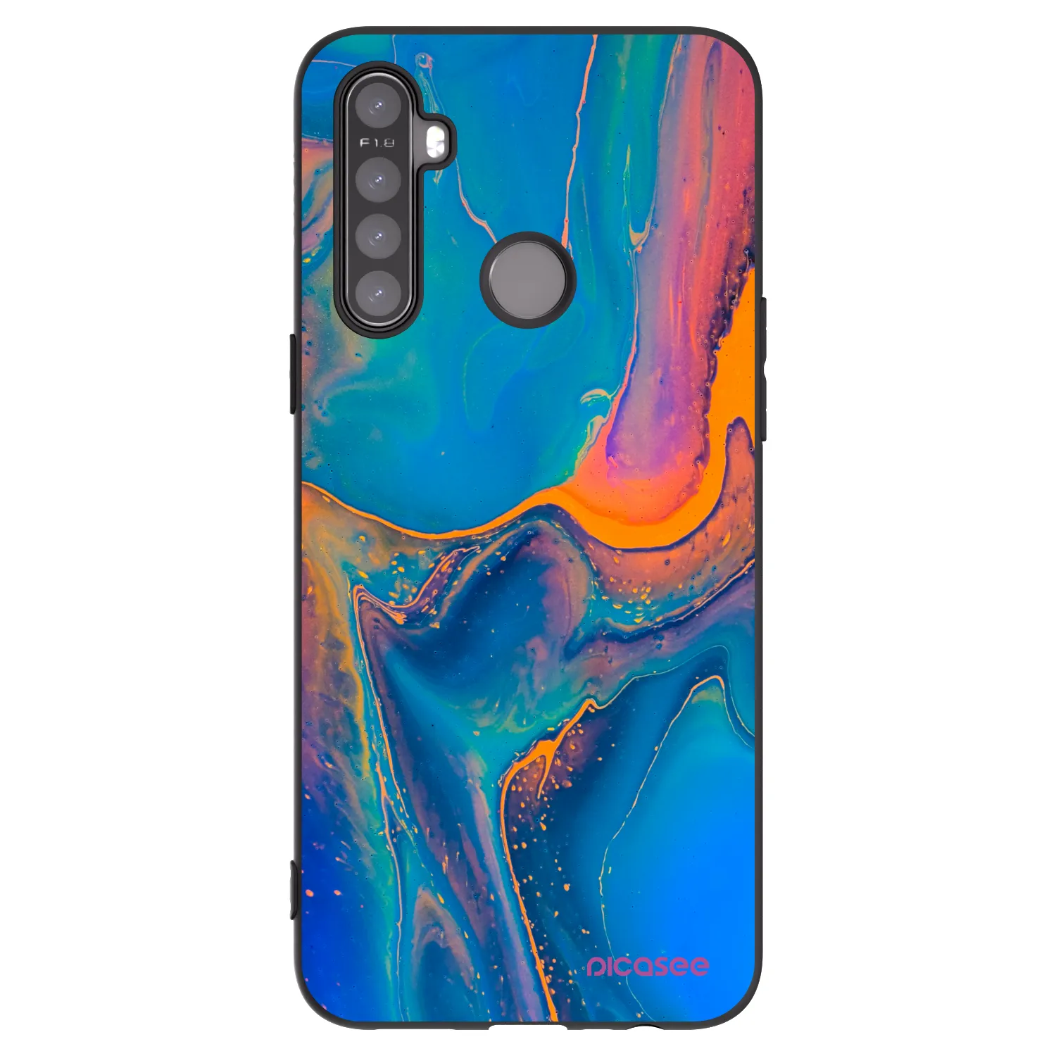 Picasee Μαύρη θήκη σιλικόνης για Realme 6i - Rainbow