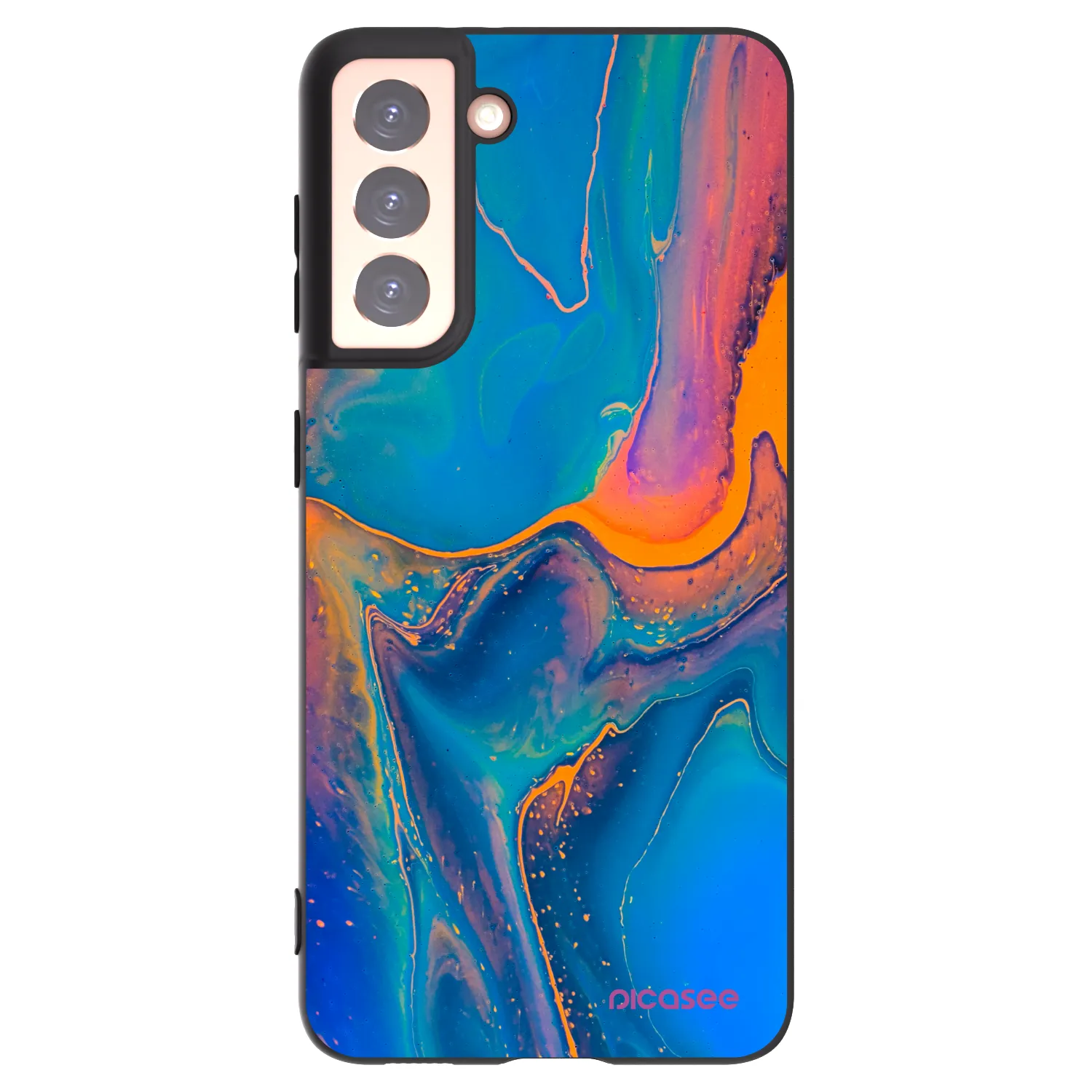 Picasee Μαύρη θήκη σιλικόνης για Samsung Galaxy S21 5G G991B - Rainbow