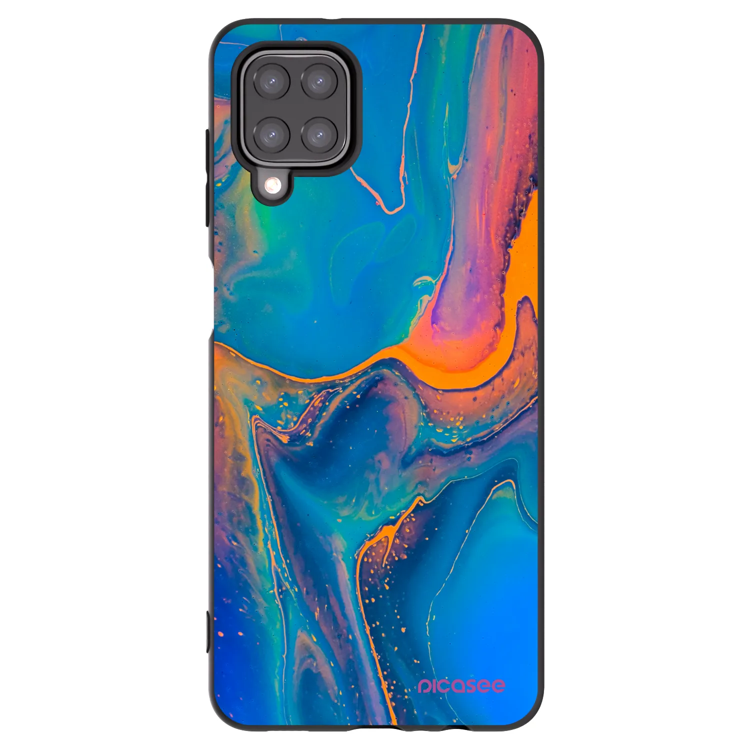 Picasee Μαύρη θήκη σιλικόνης για Samsung Galaxy A12 A125F - Rainbow