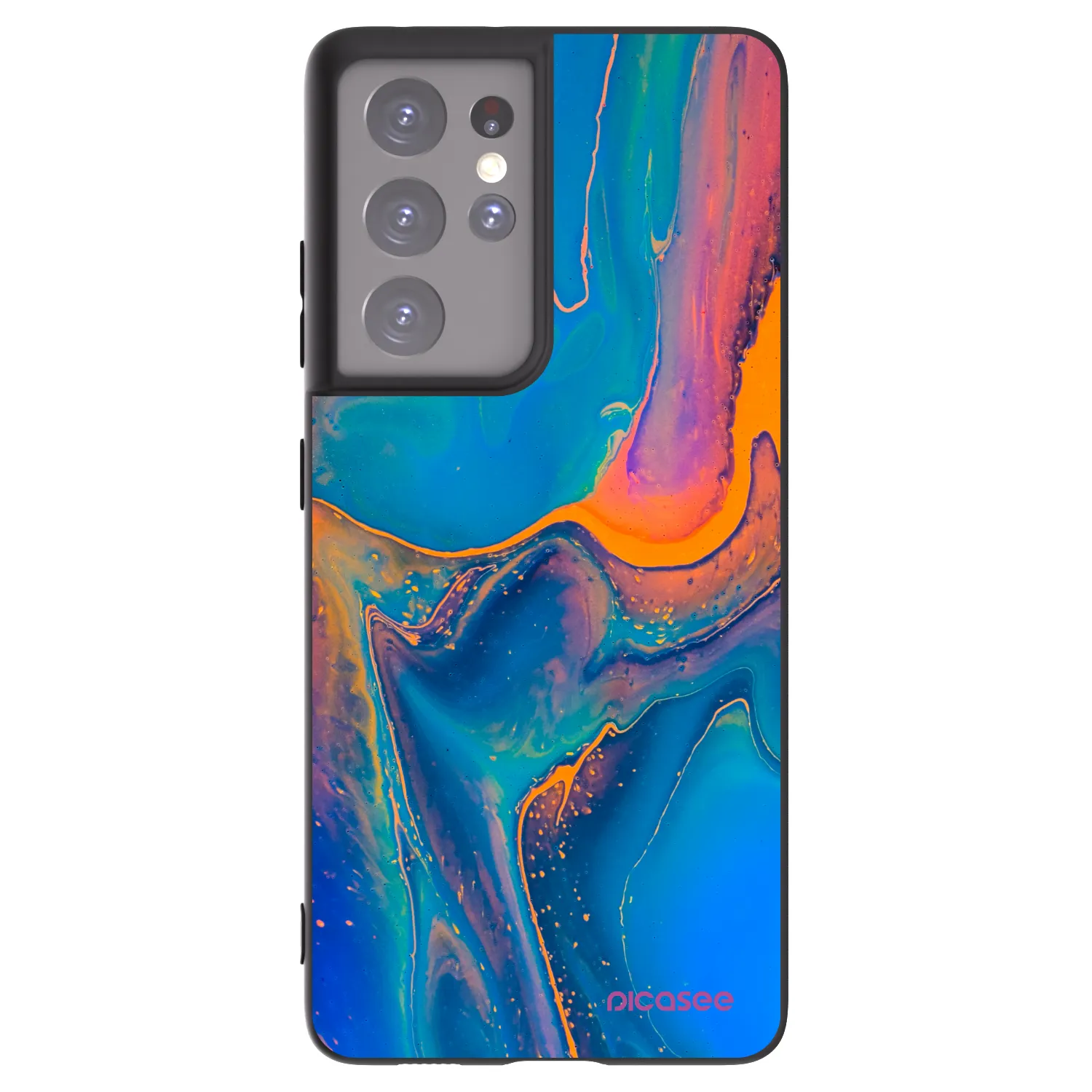 Picasee Μαύρη θήκη σιλικόνης για Samsung Galaxy S21 Ultra 5G G998B - Rainbow