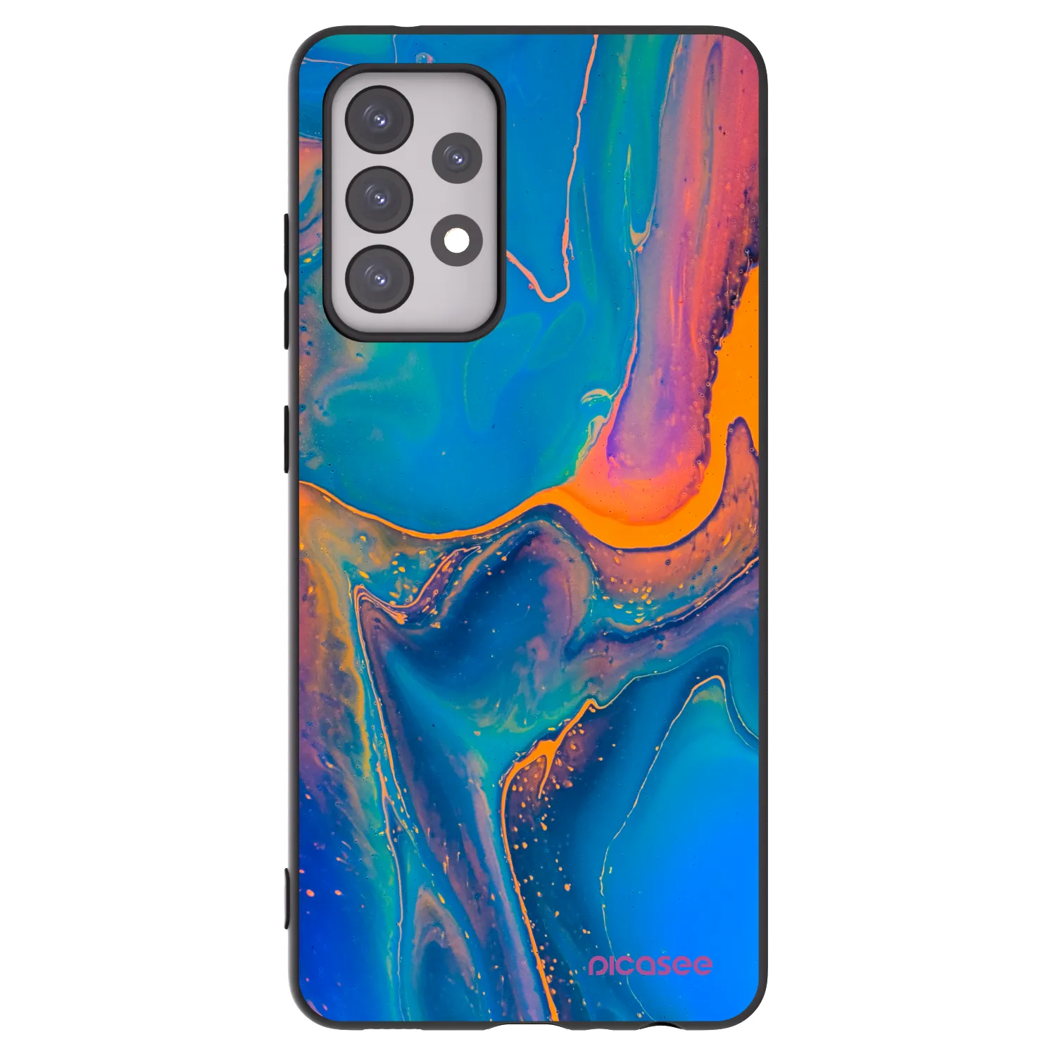 Picasee Μαύρη θήκη σιλικόνης για Samsung Galaxy A52 5G A525F - Rainbow