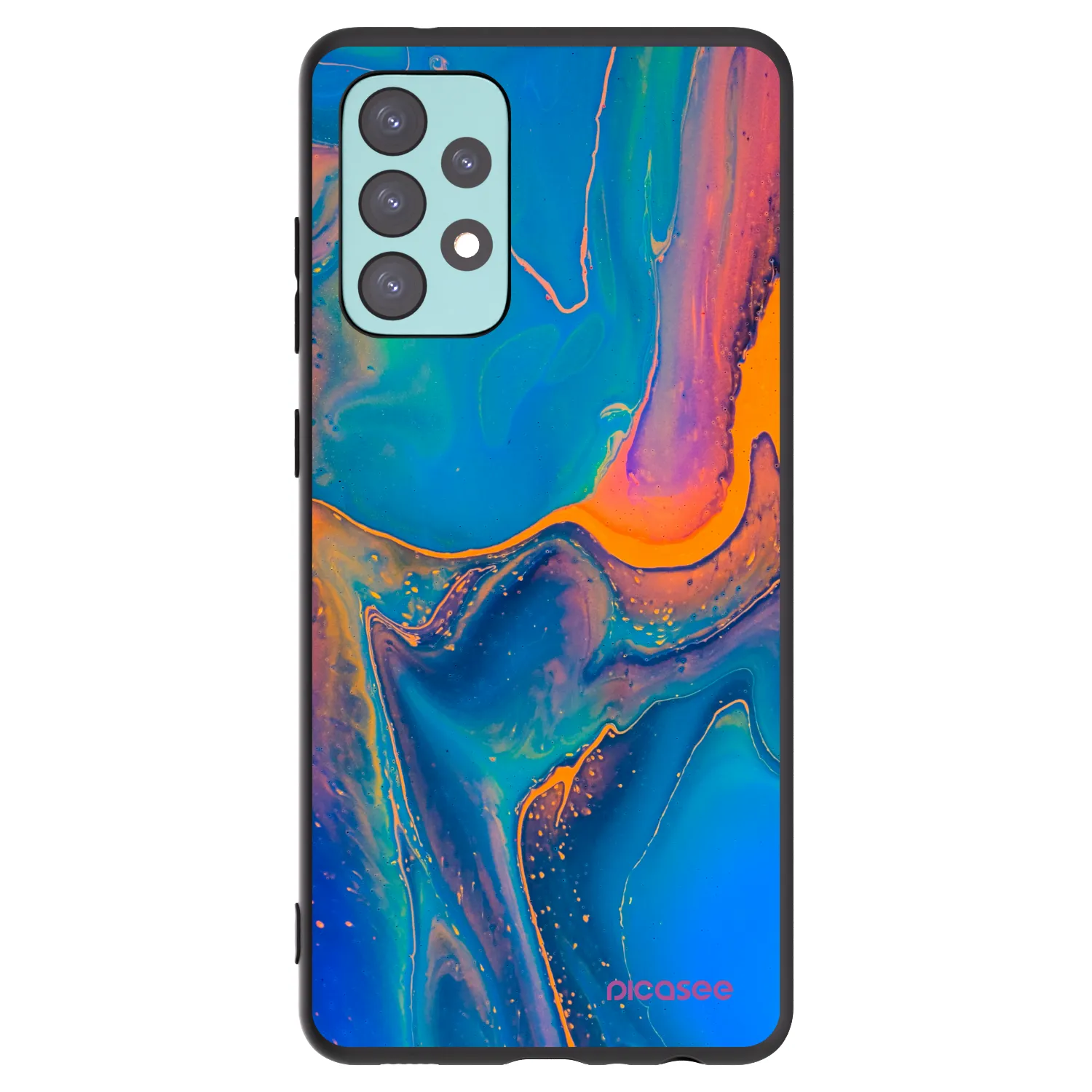 Picasee Μαύρη θήκη σιλικόνης για Samsung Galaxy A72 A725F - Rainbow