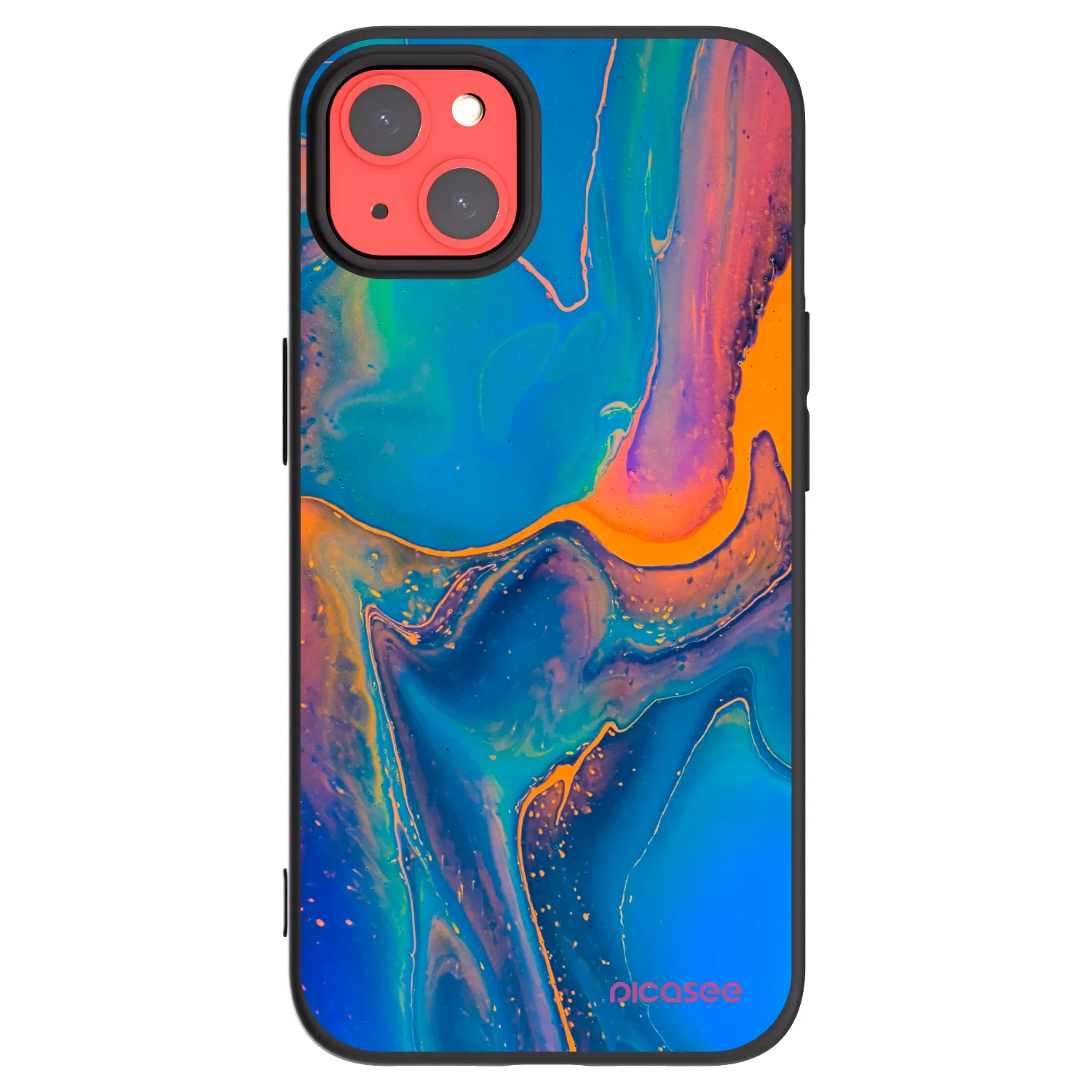 Picasee Μαύρη θήκη σιλικόνης για Apple iPhone 13 - Rainbow