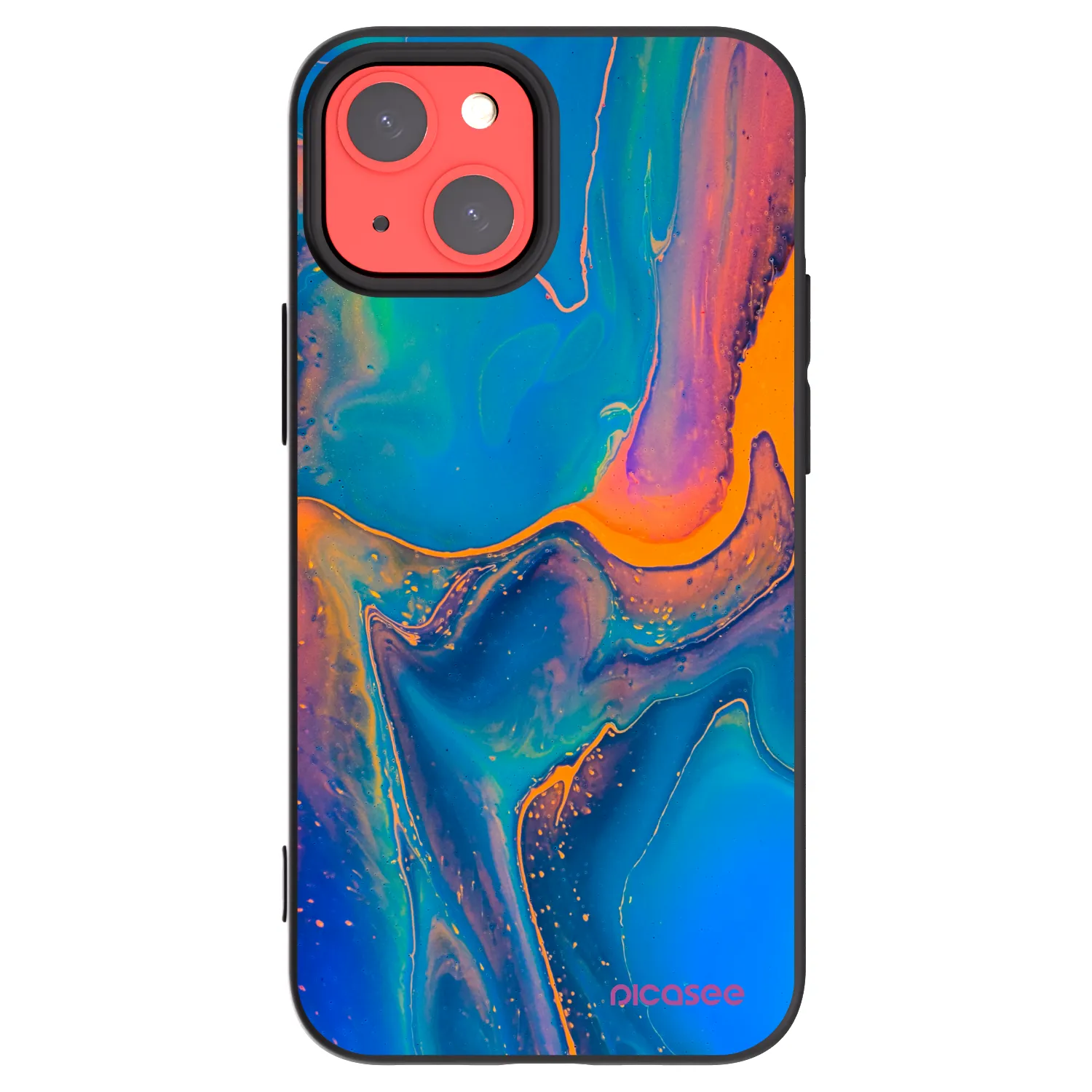 Picasee Μαύρη θήκη σιλικόνης για Apple iPhone 13 mini - Rainbow