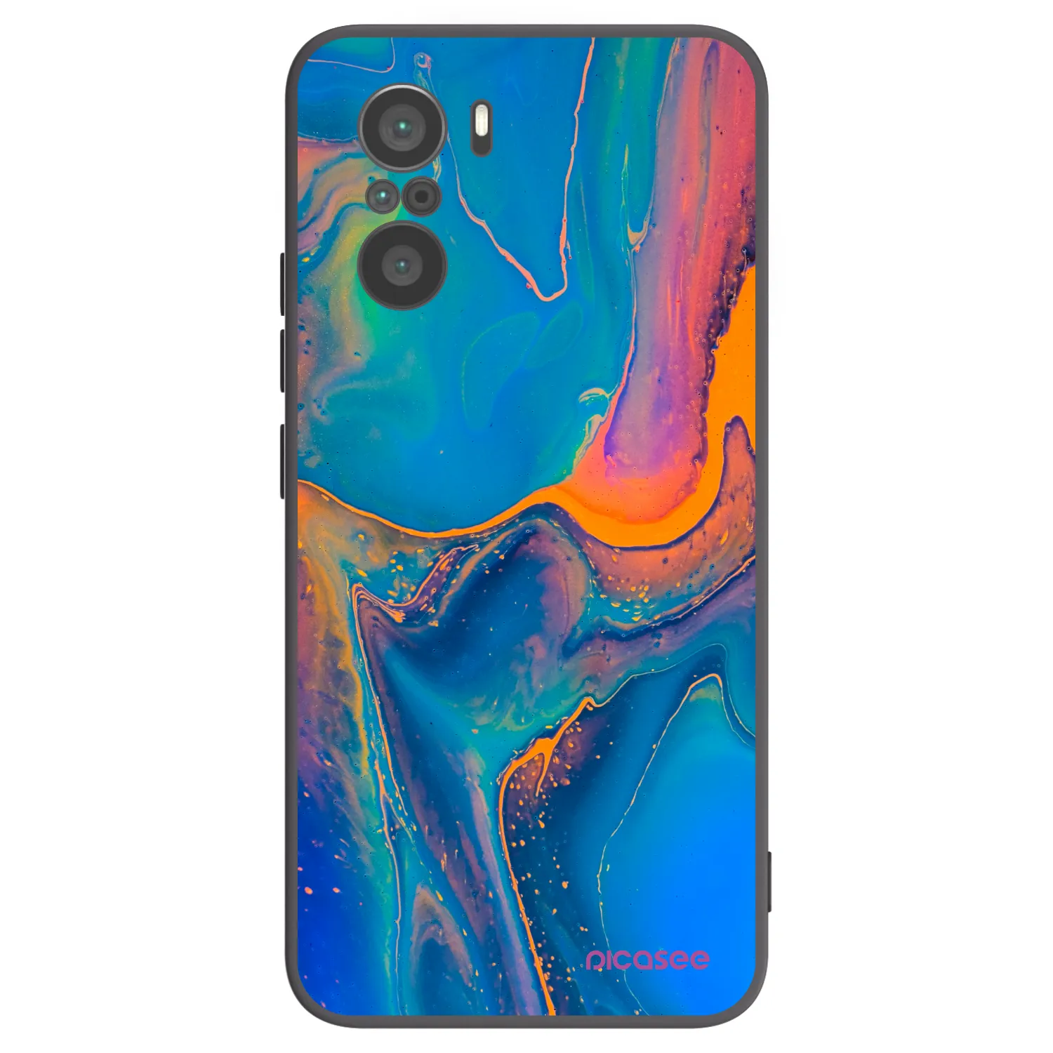 Picasee Μαύρη θήκη σιλικόνης για Xiaomi Poco F3 - Rainbow