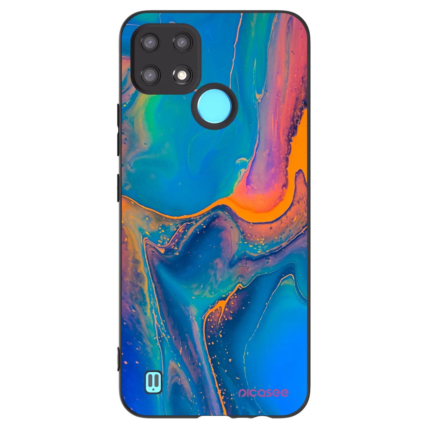 Picasee Μαύρη θήκη σιλικόνης για Realme C21 - Rainbow