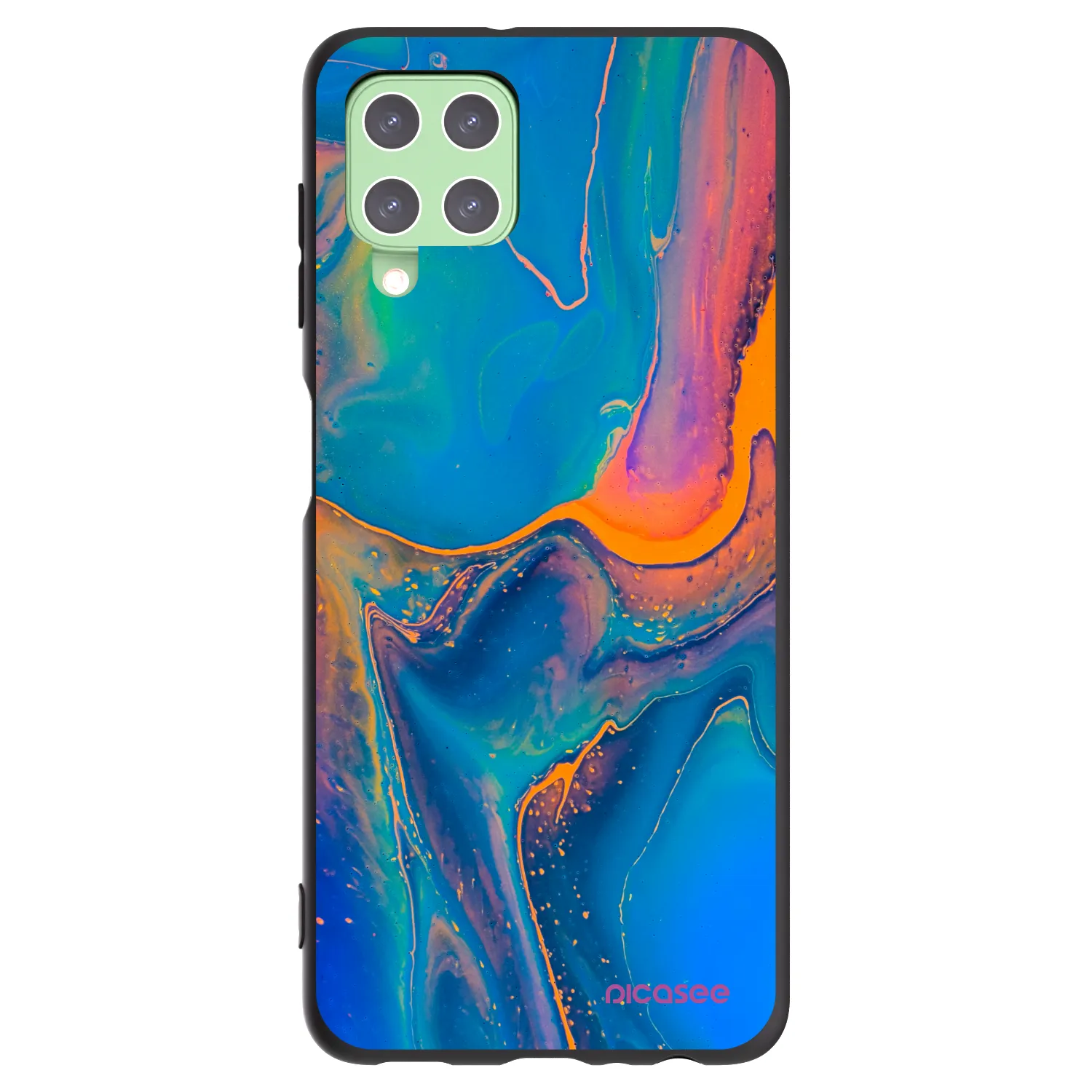 Picasee Μαύρη θήκη σιλικόνης για Samsung Galaxy A22 A225F 4G - Rainbow
