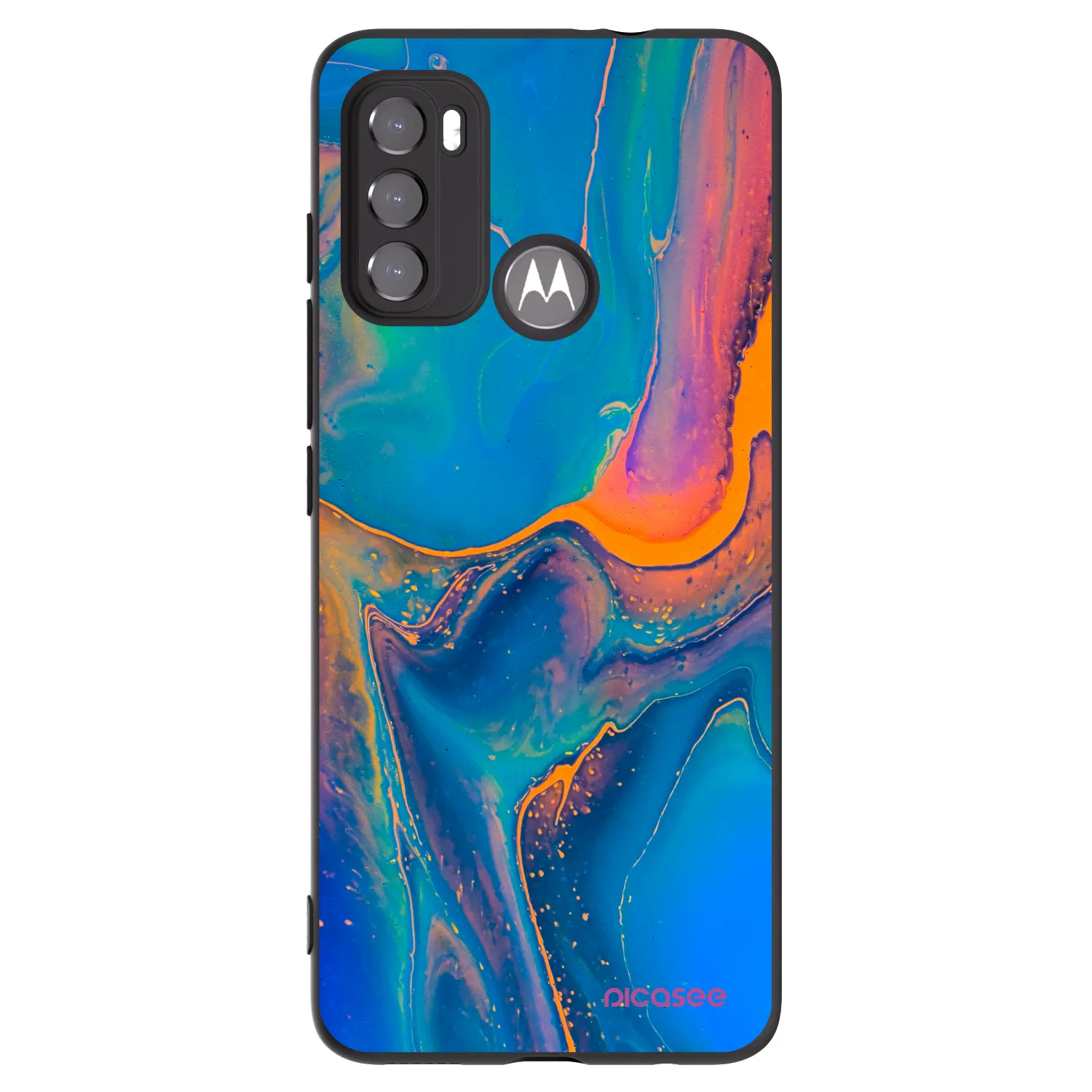 Picasee Μαύρη θήκη σιλικόνης για Motorola Moto G60 - Rainbow