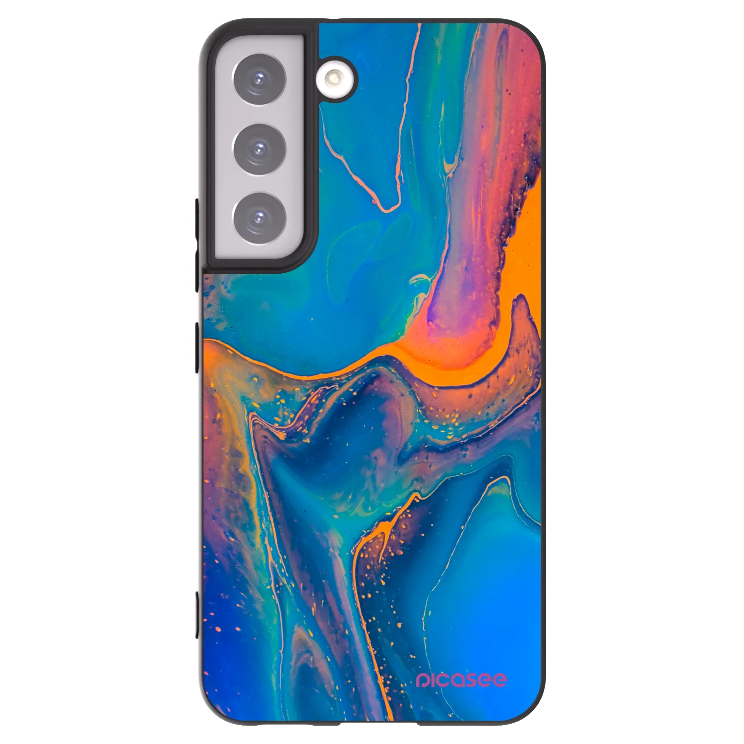 Picasee Μαύρη θήκη σιλικόνης για Samsung Galaxy S22 5G - Rainbow