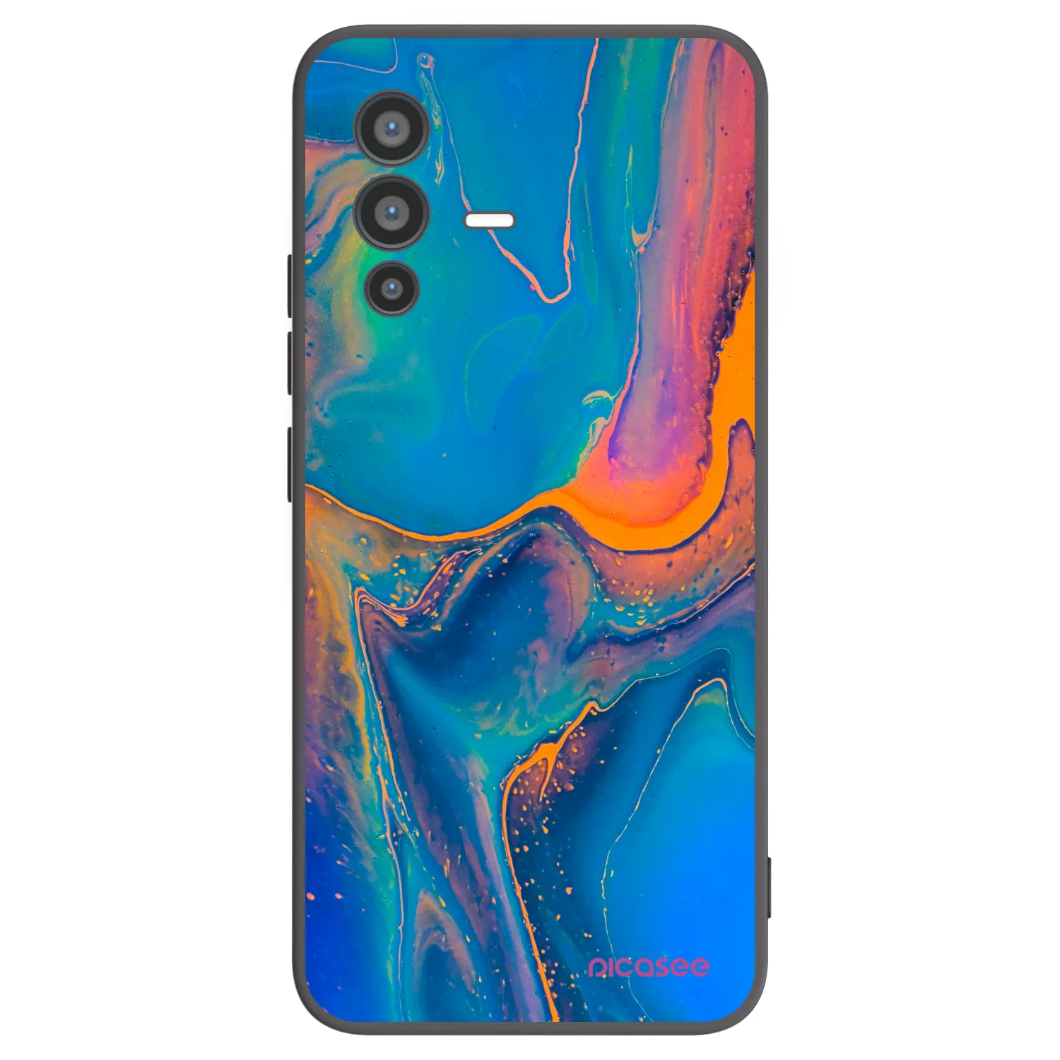 Picasee Μαύρη θήκη σιλικόνης για Vivo V23 5G - Rainbow