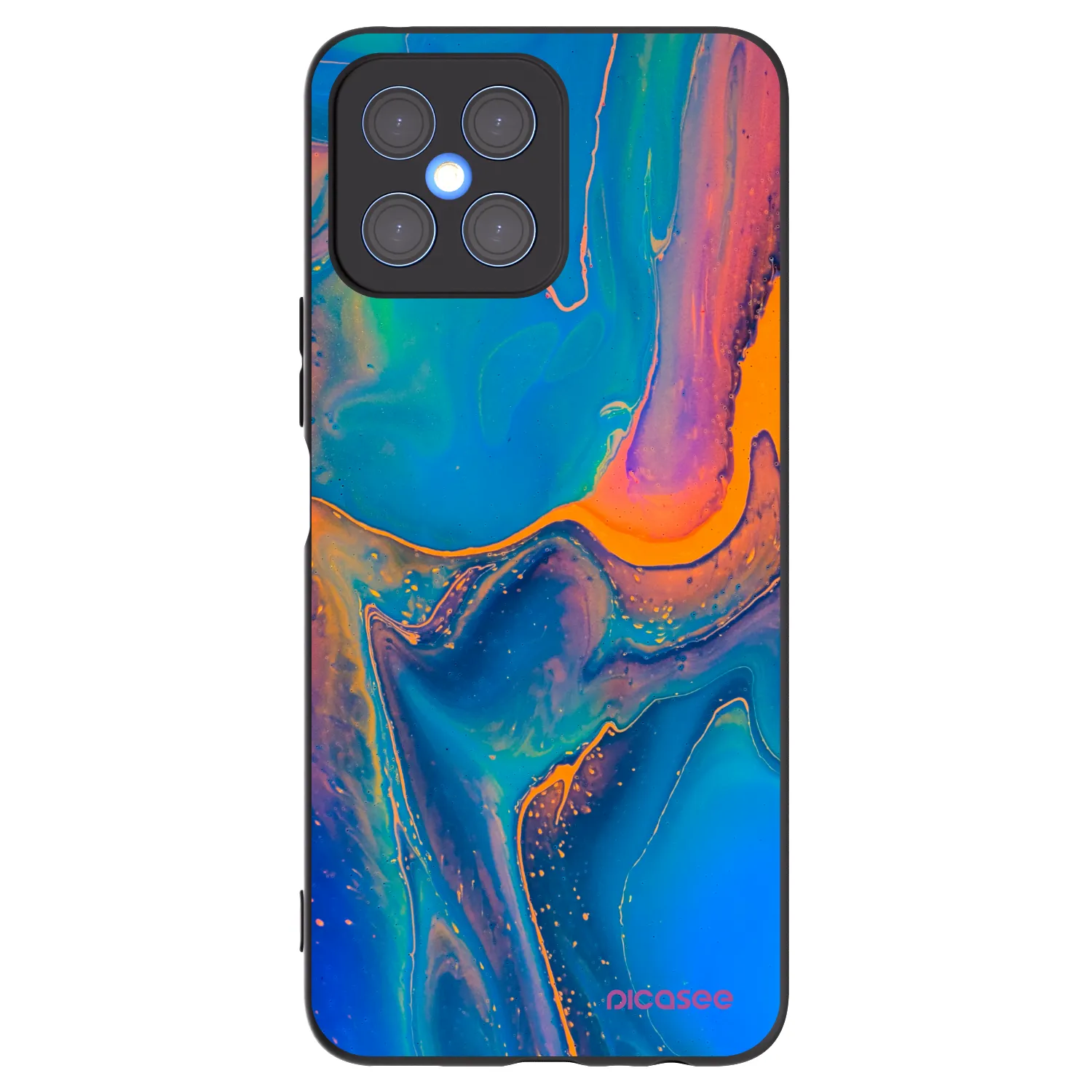 Picasee Μαύρη θήκη σιλικόνης για Honor X8 4G - Rainbow