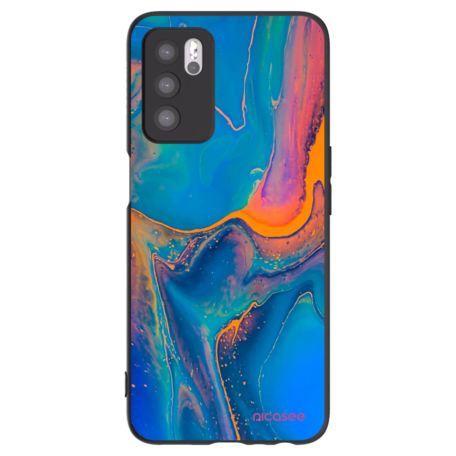 Picasee Μαύρη θήκη σιλικόνης για OPPO A16s - Rainbow