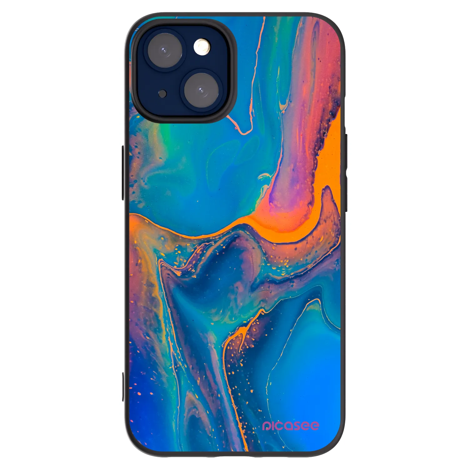 Picasee Μαύρη θήκη σιλικόνης για Apple iPhone 14 - Rainbow