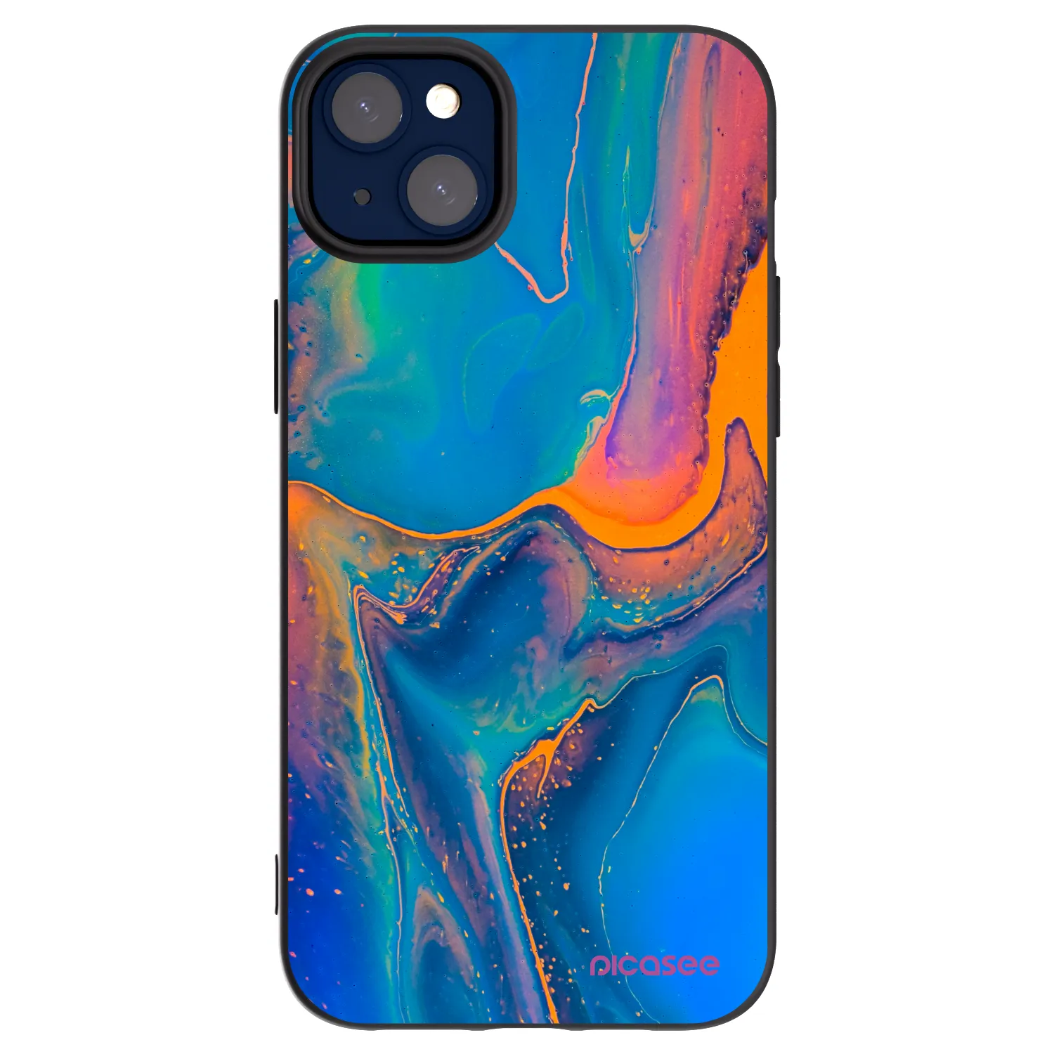 Picasee Μαύρη θήκη σιλικόνης για Apple iPhone 14 Plus - Rainbow
