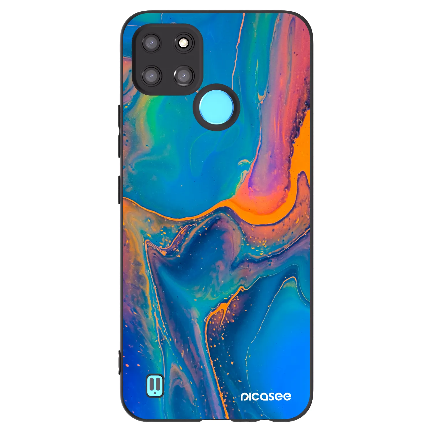 Picasee Μαύρη θήκη σιλικόνης για Realme C21Y - Rainbow