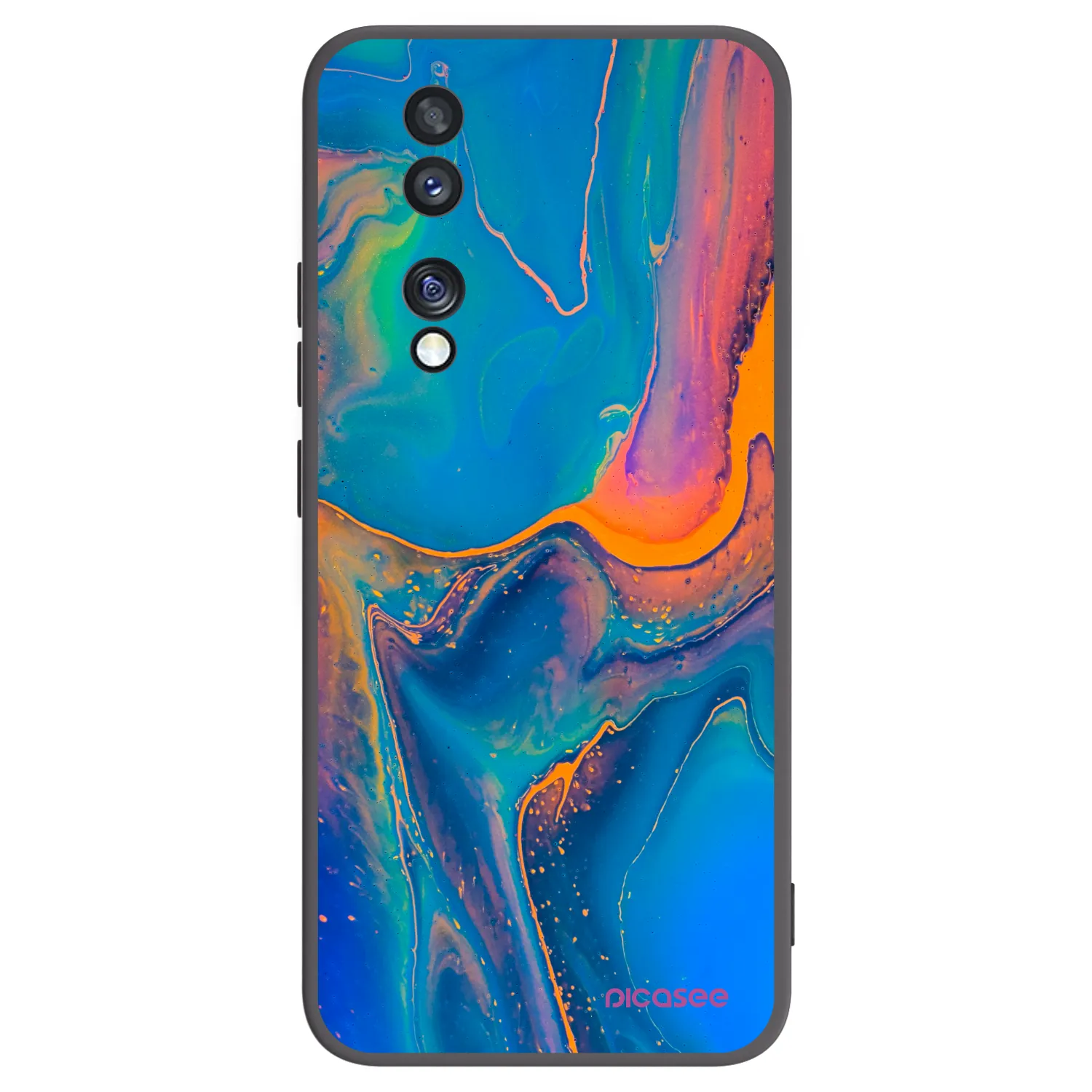 Picasee Μαύρη θήκη σιλικόνης για Honor 70 - Rainbow