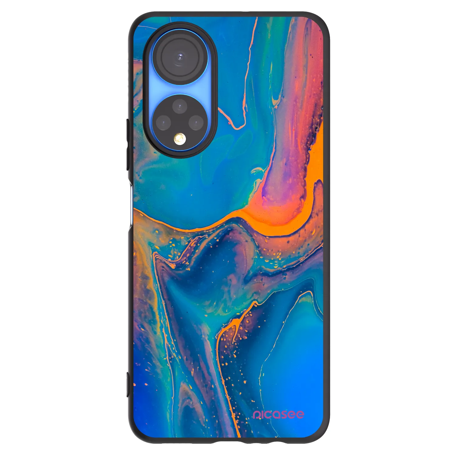 Picasee Μαύρη θήκη σιλικόνης για Honor X7 - Rainbow